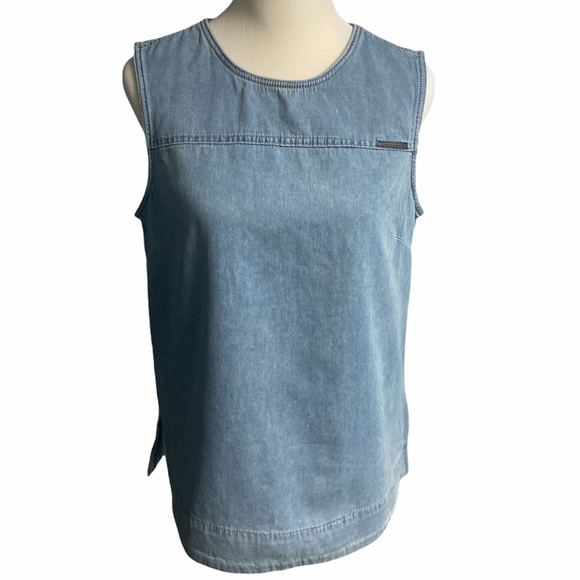 Calvin Klein sleeveless blue jean blouse 🧩 - Picture 2 of 10